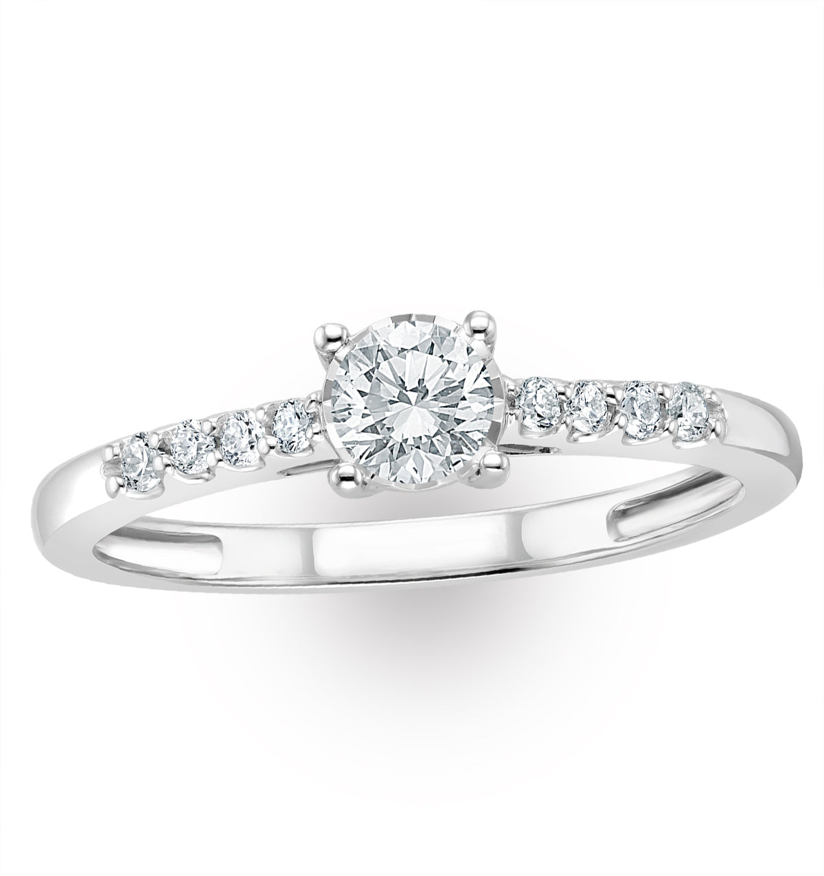 Lab Diamond Side Stone Engagement Ring 0.25ct H/Si in 9K White Gold